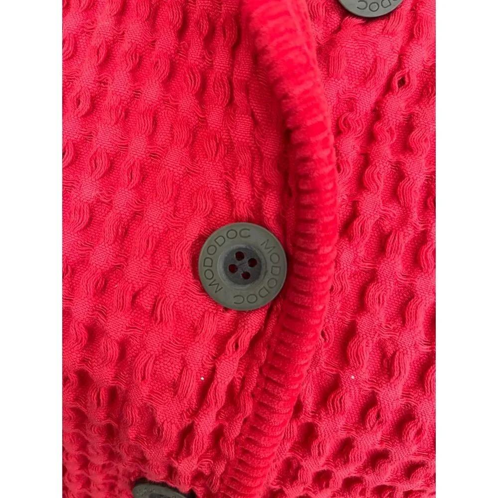 Mod-o-doc‎ Waffle Textured Cardigan red preppy sz S